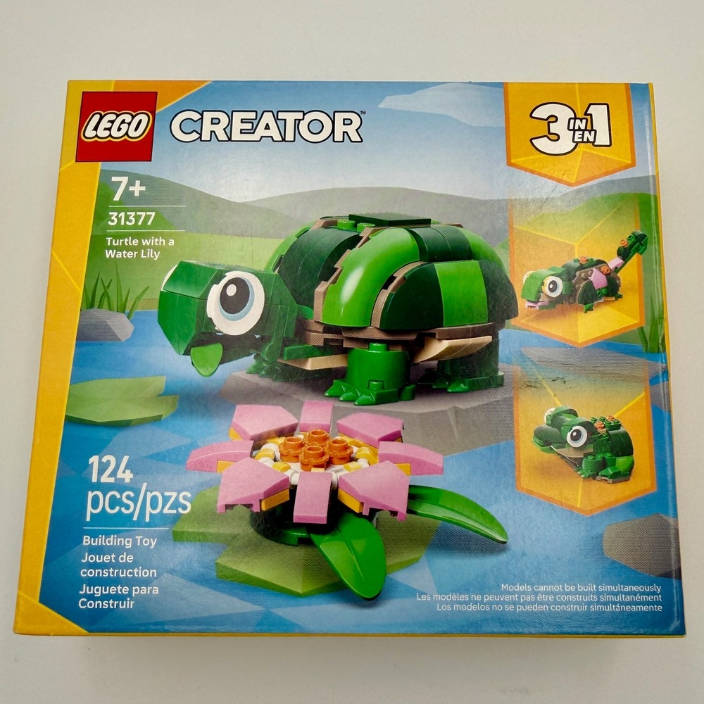 LEGO Creator 3-in-1 Turtle with a Water Lily 31377 Building Toy 124 Pcs Set